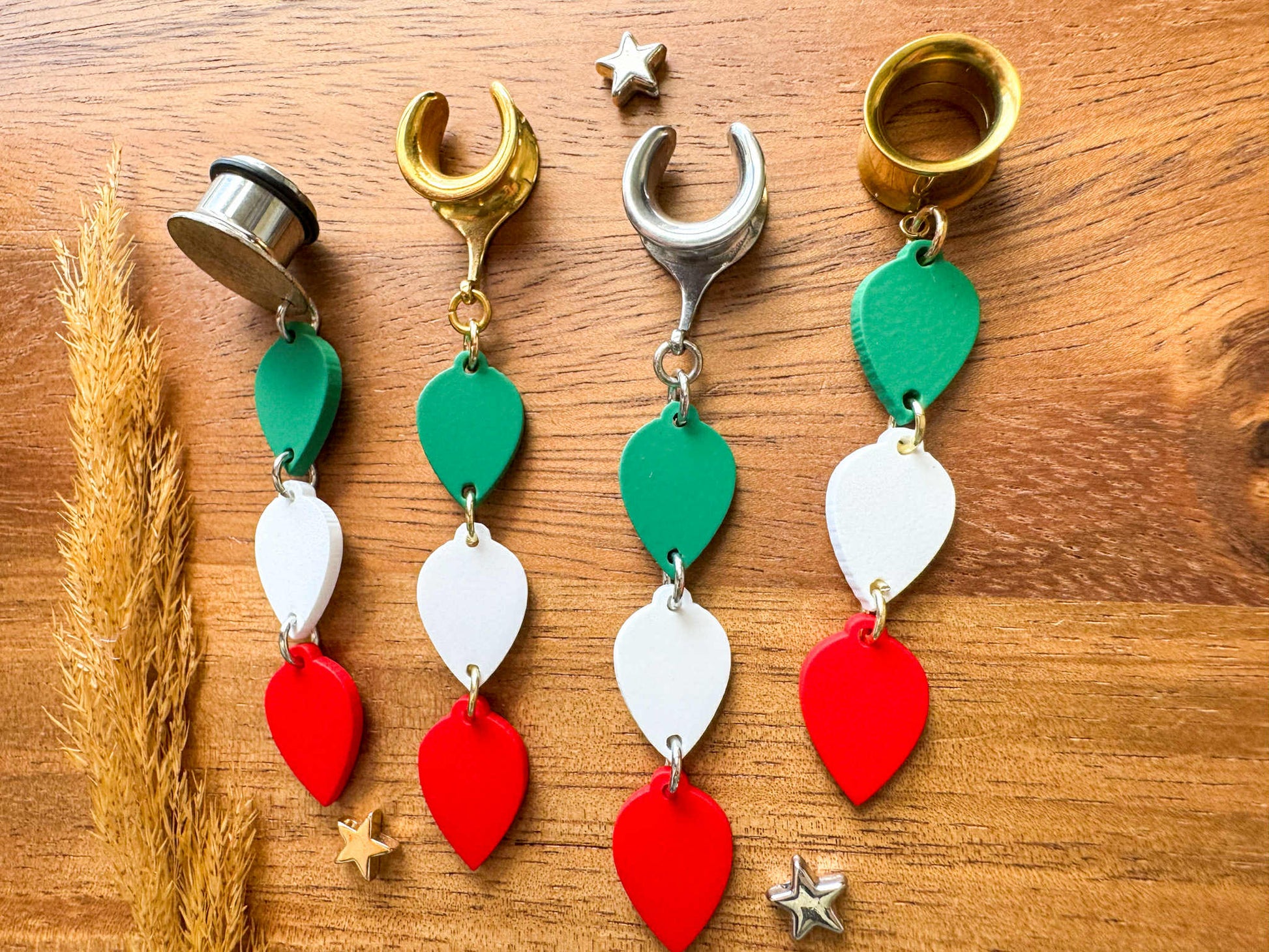 Holiday Lights Dangles Plug Earrings