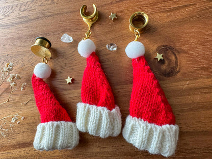 Knitted Santa Hats Plug Earrings