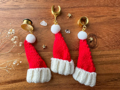 Knitted Santa Hats Plug Earrings