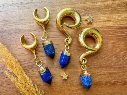 Lapis Lazuli Spikes Plug Earrings