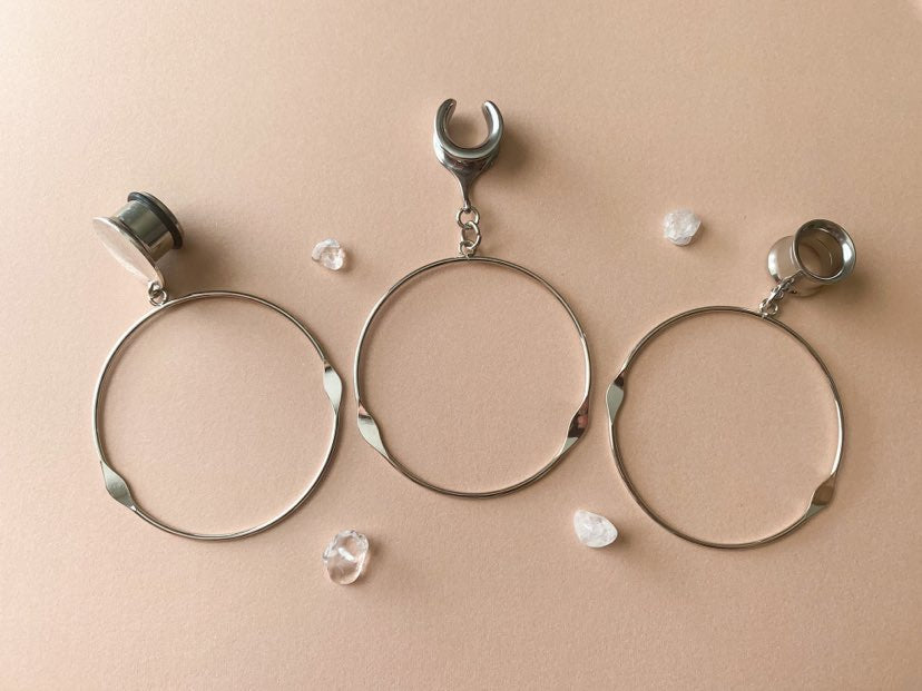 Large Silver Hoops With Accents