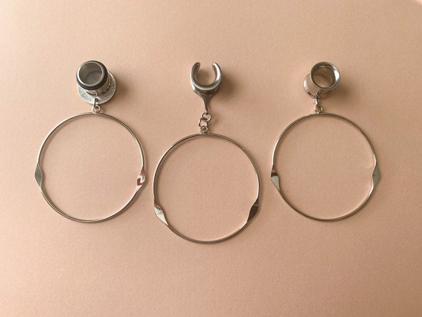 Large Silver Hoops With Accents