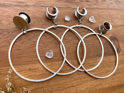 Large Silver Brushed Hoops