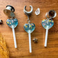 Light Blue Glitter Hearts Plug Earrings