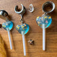 Light Blue Glitter Hearts Plug Earrings
