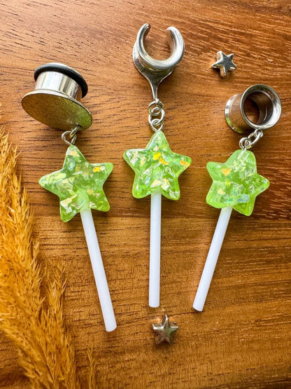 Lime Green Glitter Stars