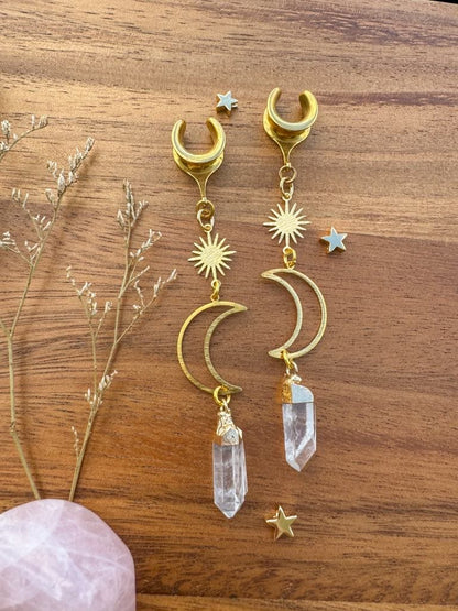 Long Celestial Pendants With Clear Stone Dangle