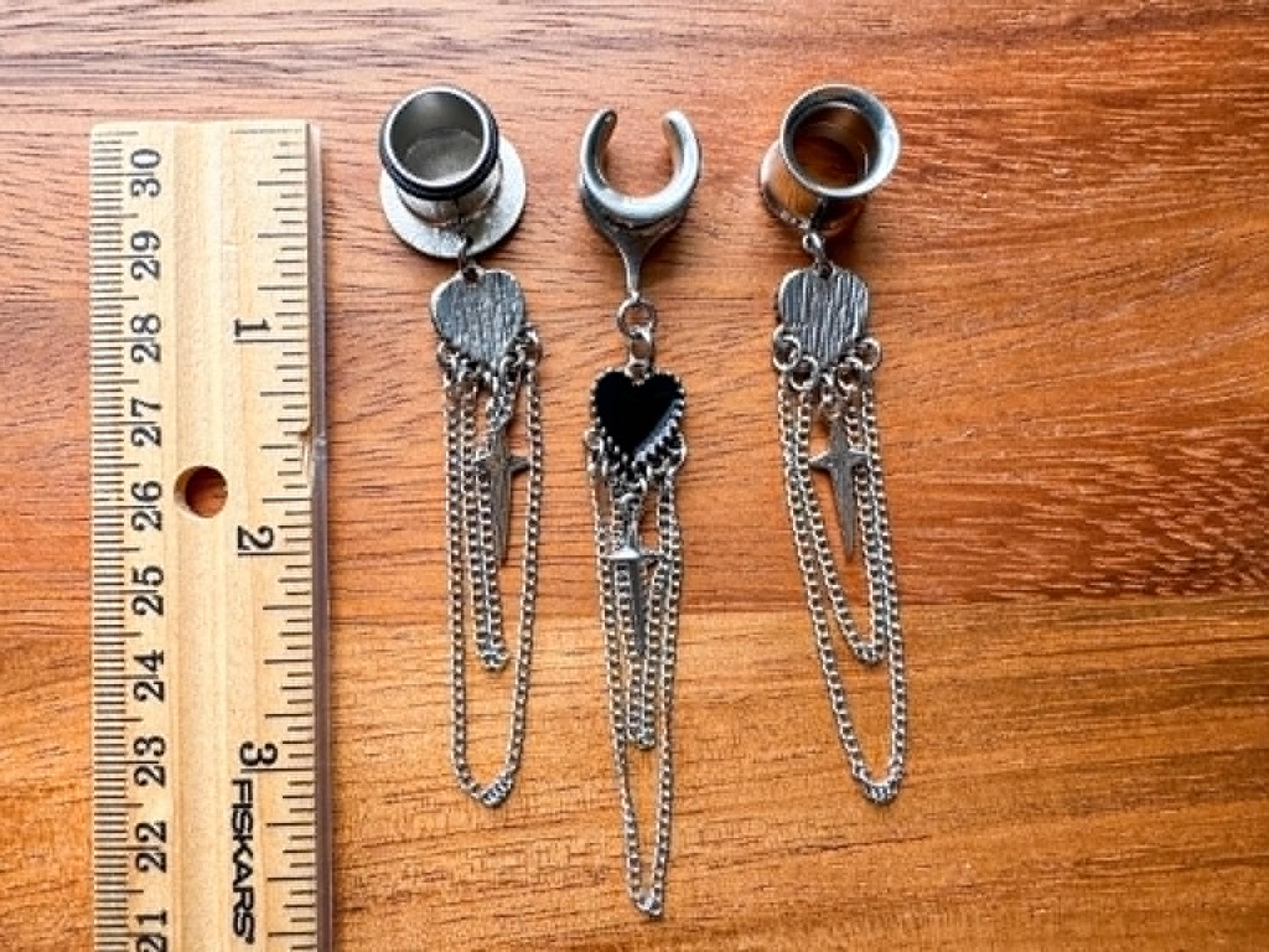 Long Chained Heart Dangles