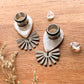 Marble Acetate With Silver Sunburst Earrings
