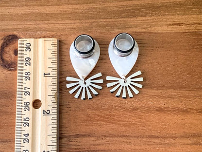 Marble Acetate With Silver Sunburst Earrings