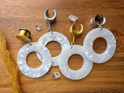 Marble Hoop Dangles Plug Earrings