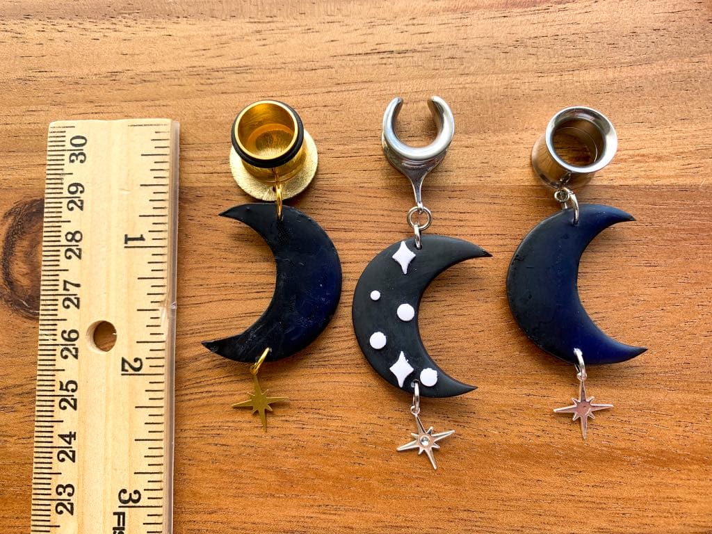 Midnight black moon earrings