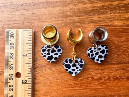 Mini Acrylic Cow Printed Hearts