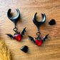 Mini Devilish Heart Bats Plug Earrings