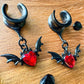 Mini Devilish Heart Bats Plug Earrings