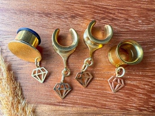 Mini Gold Steel Diamonds Plug Earrings