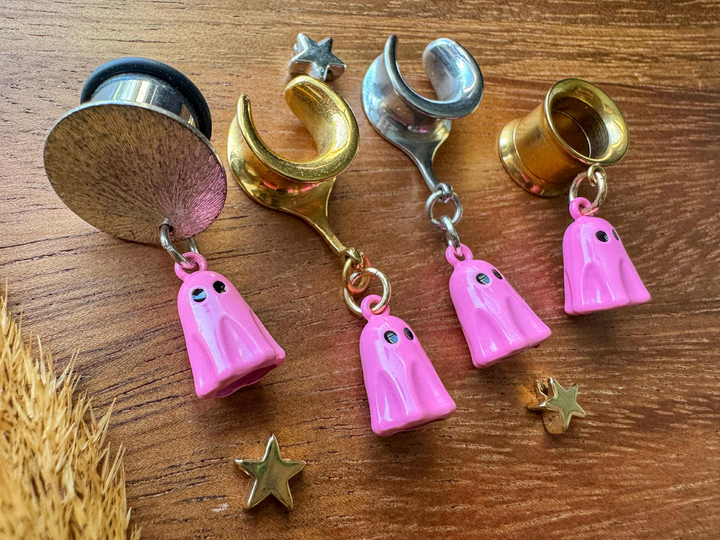 Mini Pink Ghosts Plug Earrings