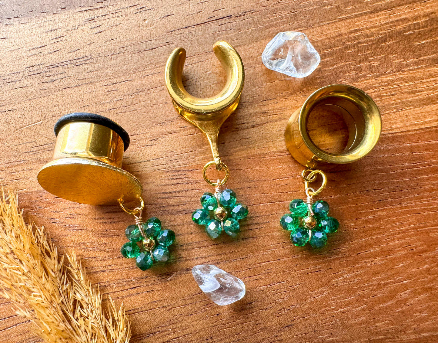 Mini Springtime Beaded Flowers Plug Earrings