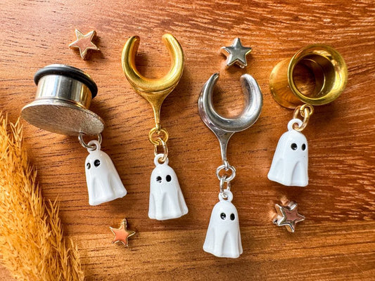 Mini White Ghosts Plug Earrings