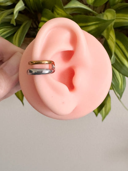 Mixed Metal Double Ring Ear Cuff