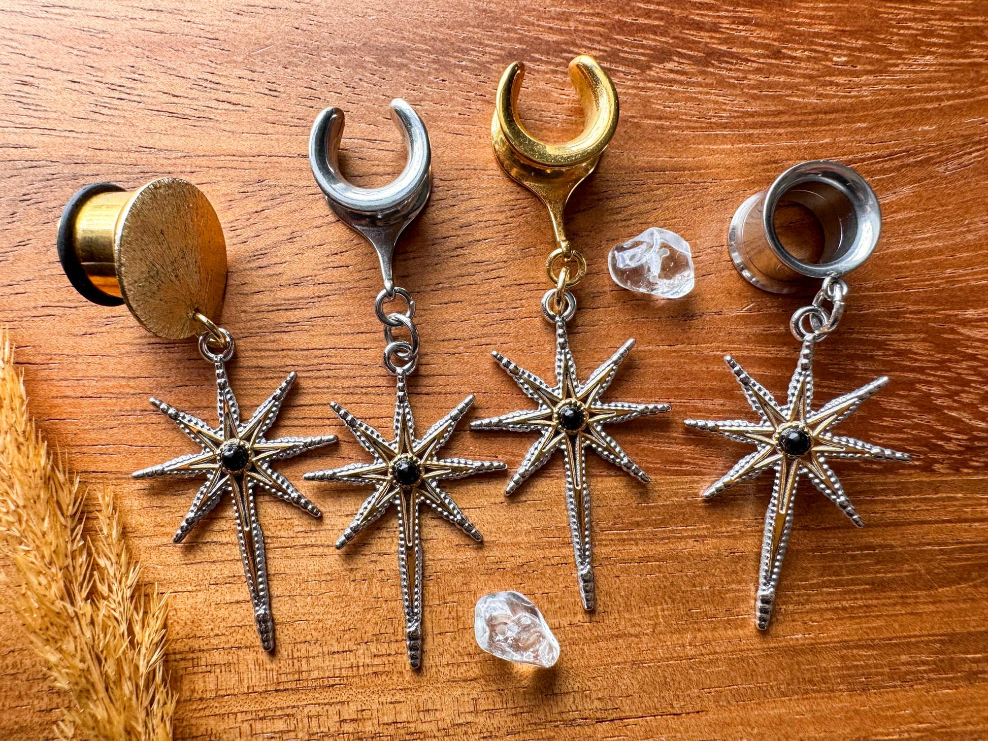 Mixed Metal North Stars Plug Earrings.jpg