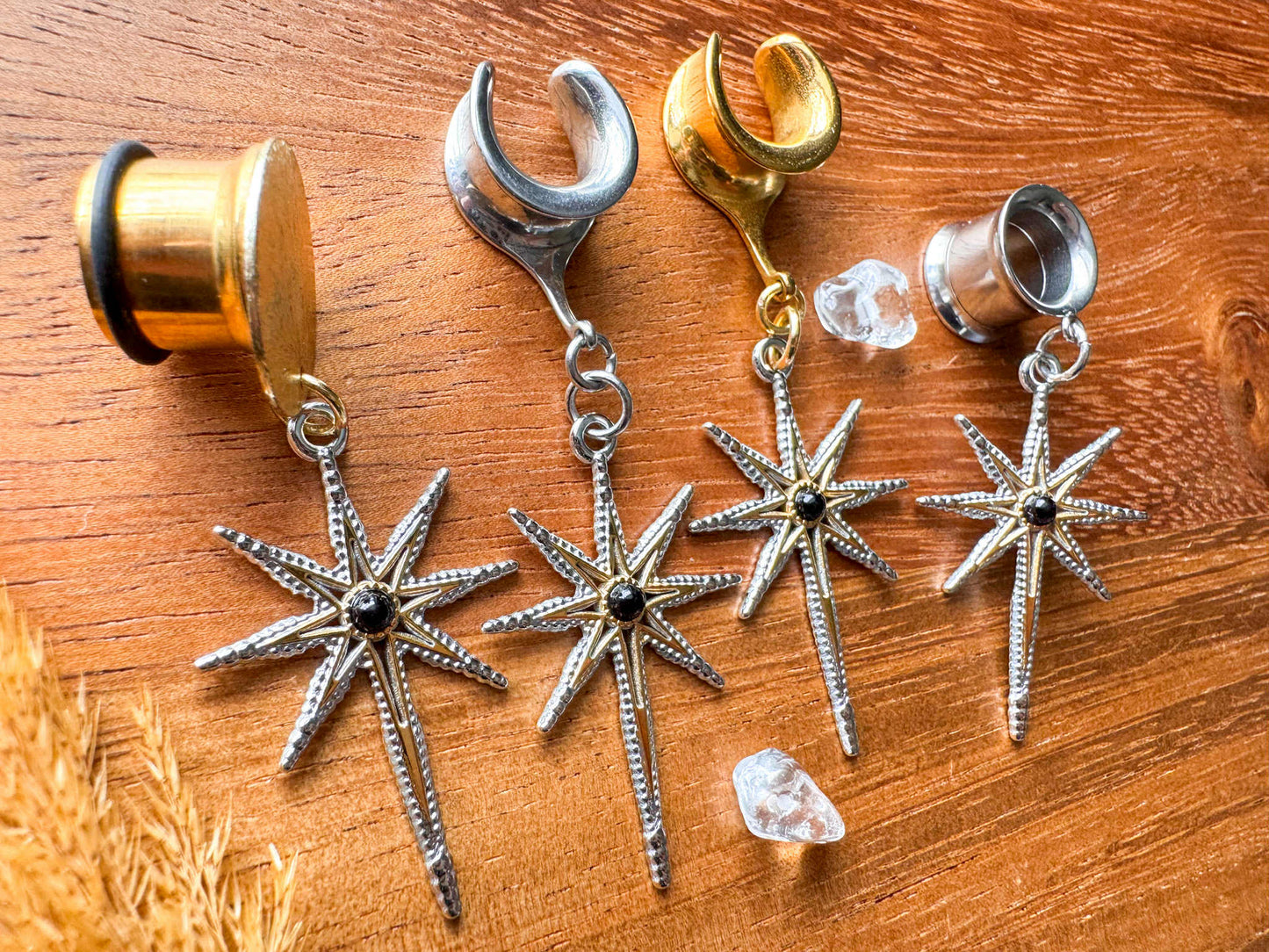 Mixed Metal North Stars Plug Earrings.jpg