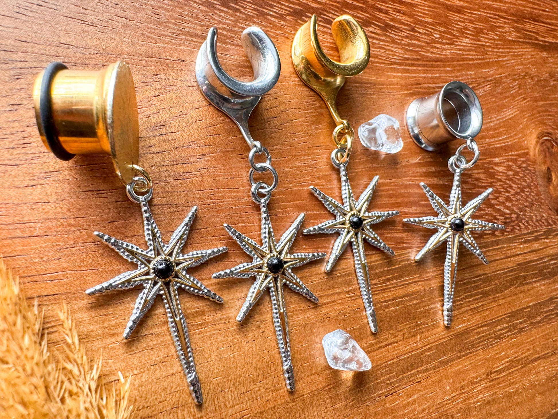 Mixed Metal North Stars Plug Earrings.jpg
