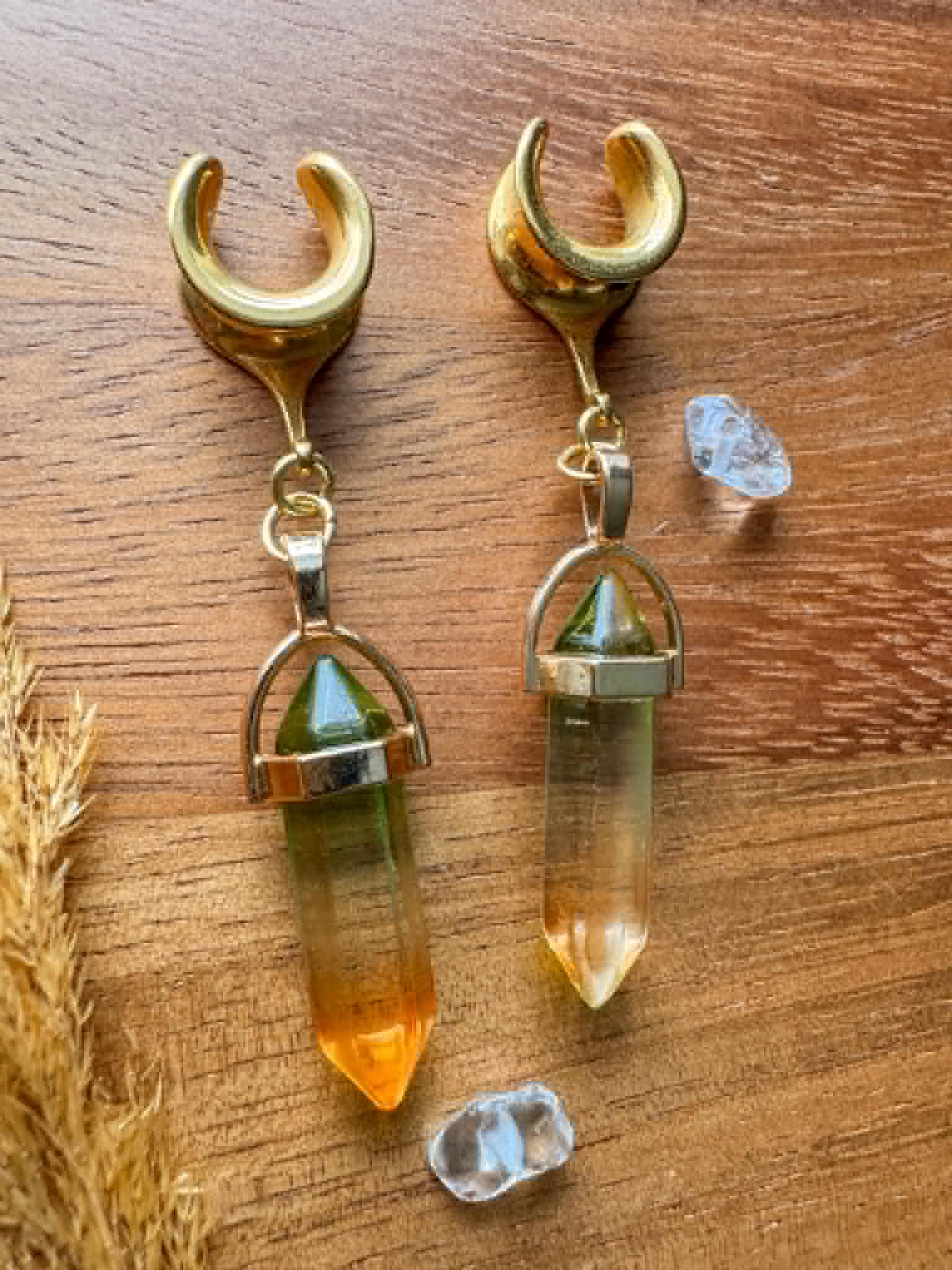 Ombre Faux Crystal Dangles Plug Earrings