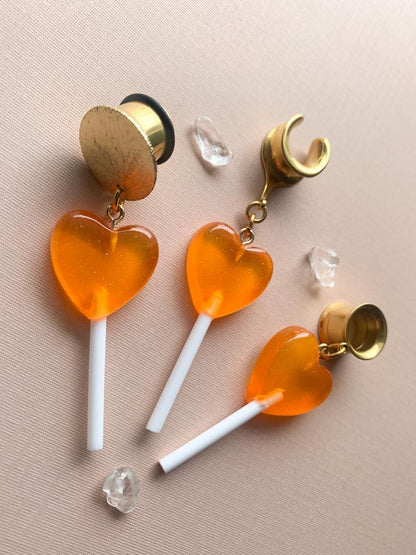 Orange Heart "Halloween Treats" Lollipops
