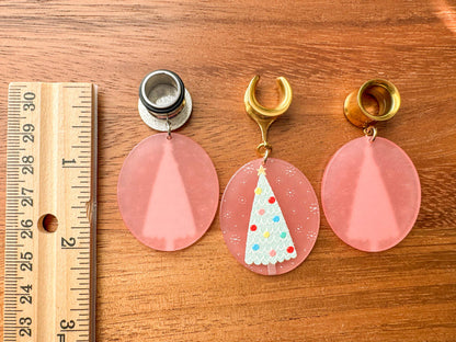 Oval Pink Christmas Trees