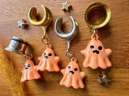 Pastel Orange Ghosts Plug Earrings