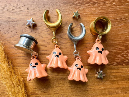 Pastel Orange Ghosts Plug Earrings