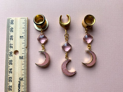 Pink Faux Crystal Druzy Moons
