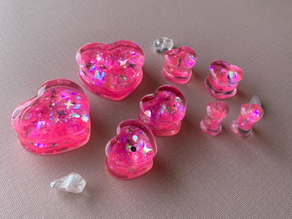 Pink Glitter Acrylic Hearts