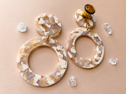 Pink & Cream Colored Acetate Hoops