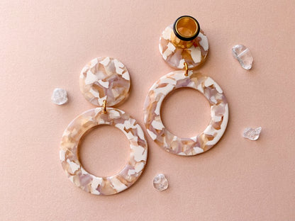 Pink & Cream Colored Acetate Hoops
