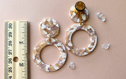 Pink & Cream Colored Acetate Hoops