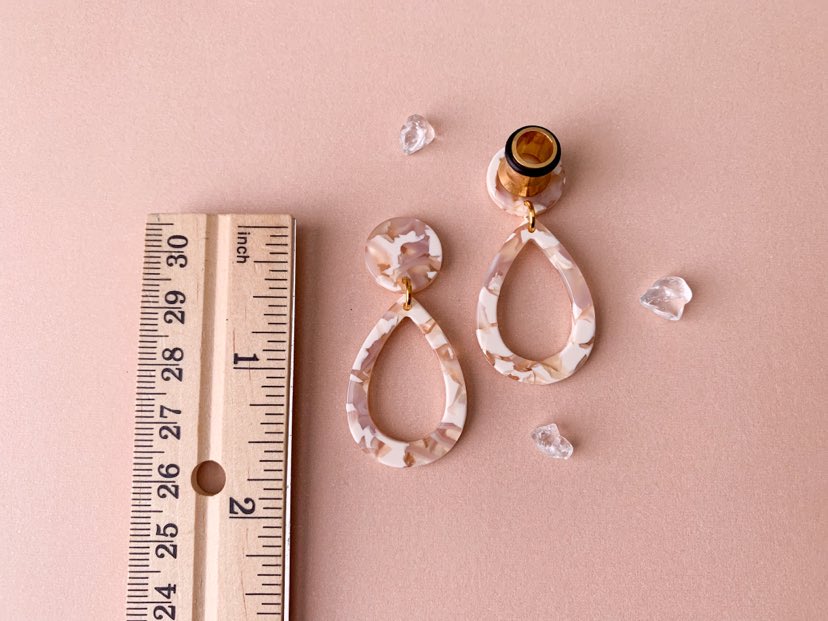 Pink & Cream Colored Acetate Tear Hoops