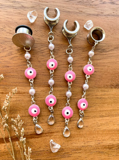 Pink Evil Eyes & Faux Pearls