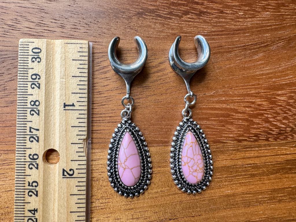 Pink Stoned Antique Silver Tears