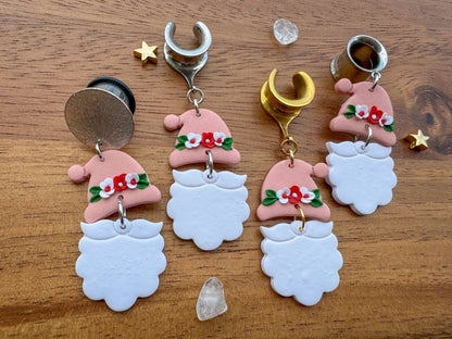 Pink & White Polymer Santas