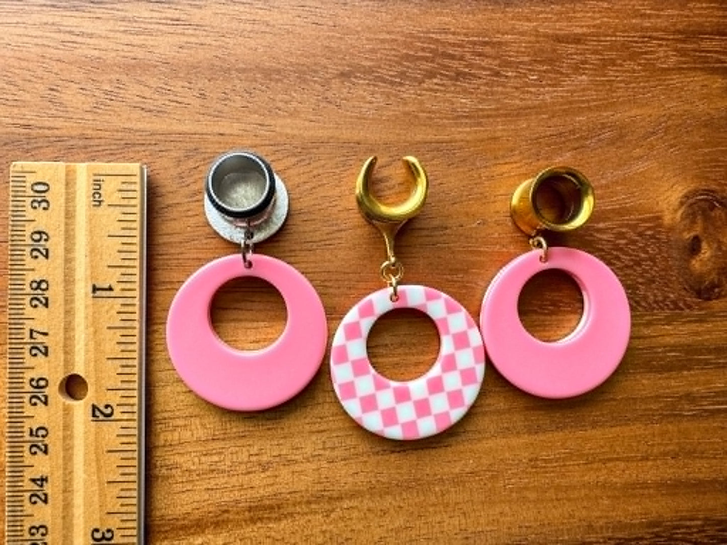 Pink and White Checkered Hoops