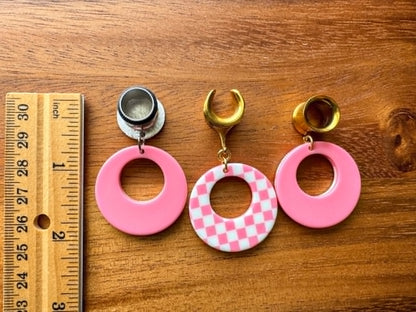 Pink and White Checkered Hoops