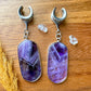Polished Amethyst Dangles Plug Earrings