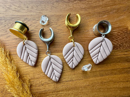 Polymer Clay Leaves Plug Earrings