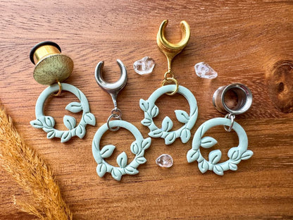 Polymer Clay Vine Hoops Plug Earrings