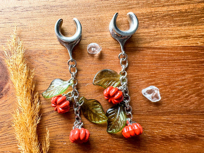 Pumpkin Vine Dangles Plug Earrings