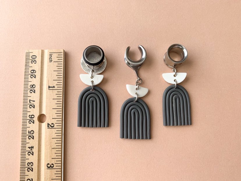 Silver and Gray Polymer Clay Dangles