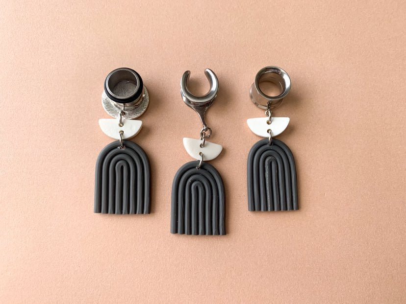 Silver and Gray Polymer Clay Dangles