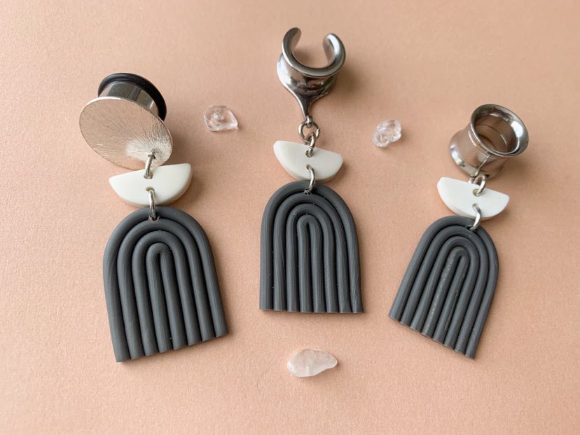 Silver and Gray Polymer Clay Dangles